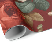 Classic Red Rose White Floral Pattern Geschenkpapier (Rolleneckpunkt)