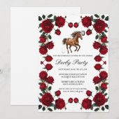 Classic Red Rose Wreath Kentucky Derby Invitation  Einladung (Vorne/Hinten)