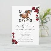 Classic Red Rose Wreath Kentucky Derby Invitation  Einladung (Stehend Vorderseite)