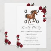 Classic Red Rose Wreath Kentucky Derby Invitation  Einladung (Vorne/Hinten)