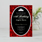 Classic Red Roses 18th Birthday Debut Silver Folieneinladung (Stehend vorne)