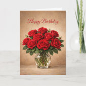 Classic Red Roses Birthday Karte (Vorderseite)