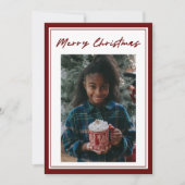 Classic Red Script 2 Foto Weihnachtskarte (Vorderseite)