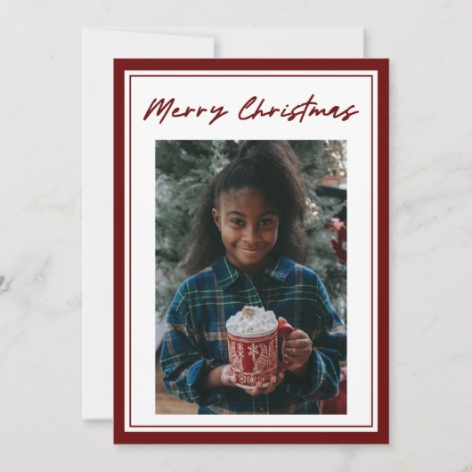 Classic Red Script 2 Foto Weihnachtskarte (Vorderseite)