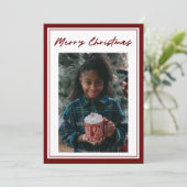 Classic Red Script 2 Foto Weihnachtskarte (Stehend Vorderseite)