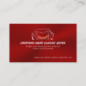 Classic Red Sports Auto über Crimson Metallic Look Visitenkarte (Vorderseite)