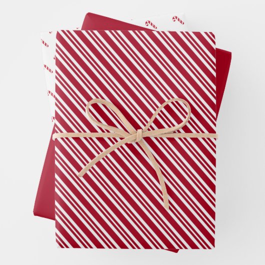Classic Red Stripe Candy Cane Holiday Wrapping Pap Geschenkpapier Set (Beispiel)