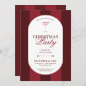 Classic red stripe Christmas Invitation Einladung (Vorne/Hinten)