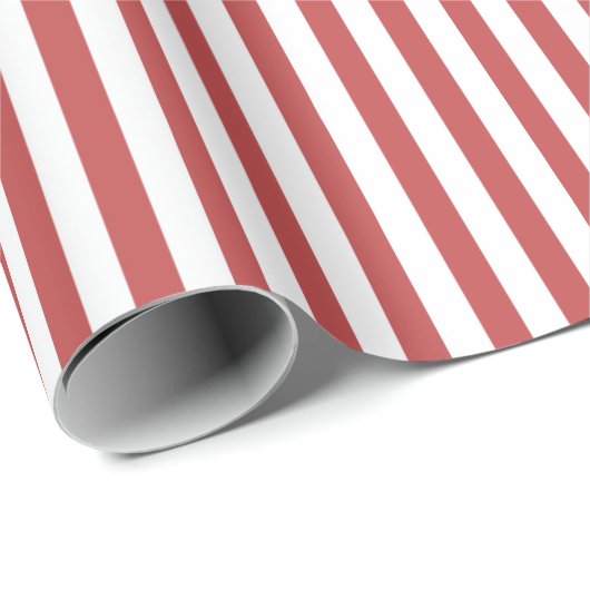 Classic Red Stripe Weihnachtswrapping Paper Geschenkpapier (Rolleneckpunkt)