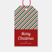 Classic Red Stripes Frohe Weihnachten Geschenkanhänger (Vorderseite)