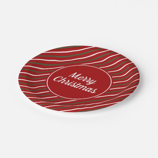 Classic Red Stripes Weihnachten Pappteller (Schrägansicht)