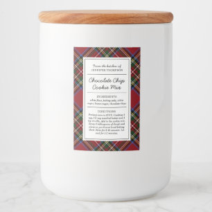 Classic Red Tartan Holiday Lebensmitteletikett