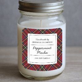 Classic Red Tartan Holiday Quadratischer Aufkleber