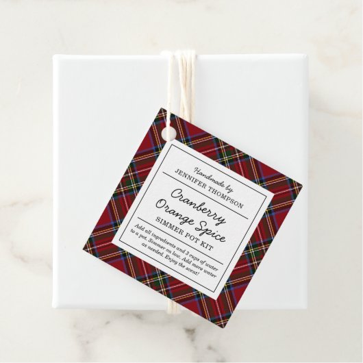 Classic Red Tartan Holiday Simmer Pot Kit Geschenkanhänger (Beispiel)