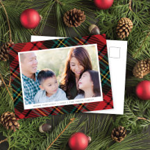 Classic Red Tartan Kariert Frame Holiday Foto