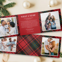 Classic Red Tartan Multi-Foto Folded Holiday Card