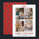 Classic Red Tartan Plaid Multi Photo Christmas Feiertagskarte<br><div class="desc">Bring a touch of tradition to your holiday season with this festive red tartan plaid backed Christmas card. The four-photo grid on the front allows you to share multiple memories with friends and loved ones.</div>