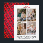 Classic Red Tartan Plaid Multi Photo Christmas Feiertagskarte<br><div class="desc">Bring a touch of tradition to your holiday season with this festive red tartan plaid backed Christmas card. The four-photo grid on the front allows you to share multiple memories with friends and loved ones.</div>