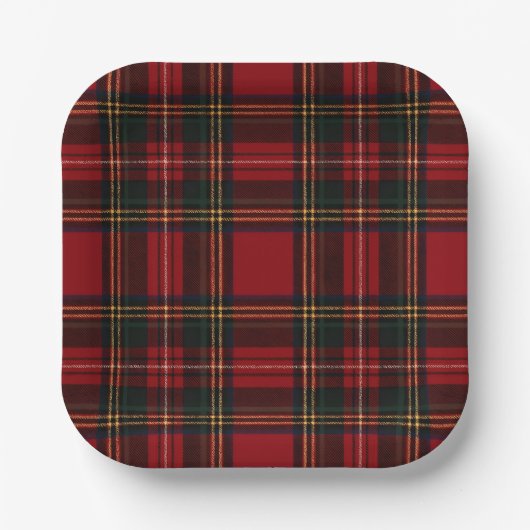Classic Red Tartan Plaid Pattern Plate Pappteller (Vorderseite)