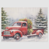 Classic Red Truck Hauling Weihnachtsgrün Seidenpapier (Vorderseite)