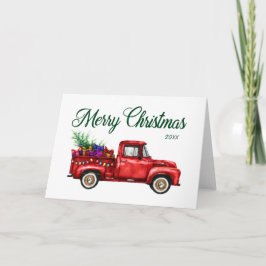 Classic Red Truck Tree Geschenke Frohe Weihnachten Karte