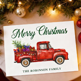 Classic Red Truck Tree Geschenke Weihnachtsfamilie Feiertagskarte