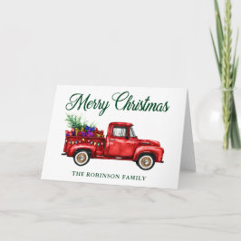 Classic Red Truck Tree Geschenke Weihnachtsfamilie Karte
