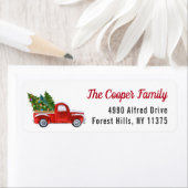 Classic Red Truck Weihnachtsbaum-Rücksendeadresse (Insitu)