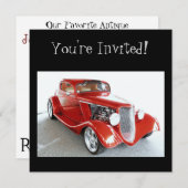 Classic Red Vintage Car - Sie sind eingeladen! Einladung (Vorne/Hinten)