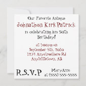 Classic Red Vintage Car - Sie sind eingeladen! Einladung (Rückseite)