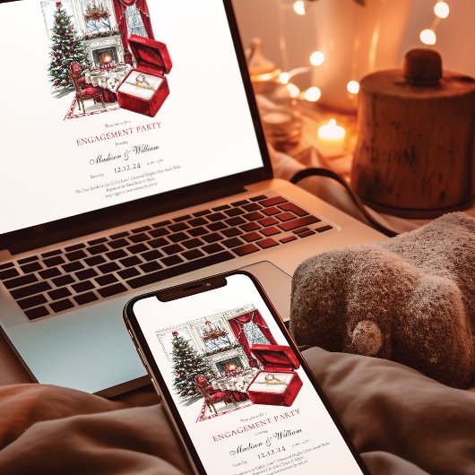 Classic Red Vintage Weihnachtsfeier Verlobung Einladung