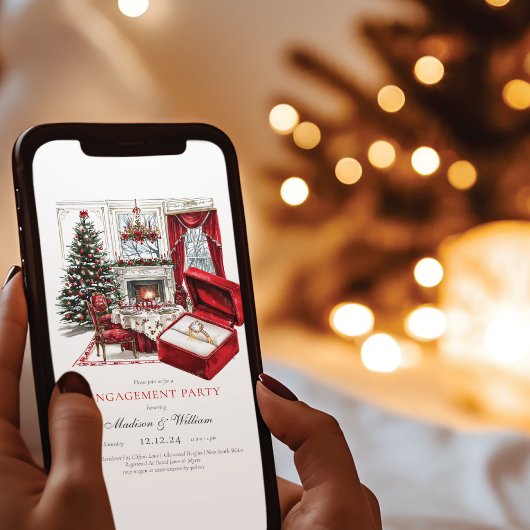 Classic Red Vintage Weihnachtsfeier Verlobung Einladung