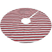 Classic Red White Black Stripe Polyester Weihnachtsbaumdecke (Schrägansicht)