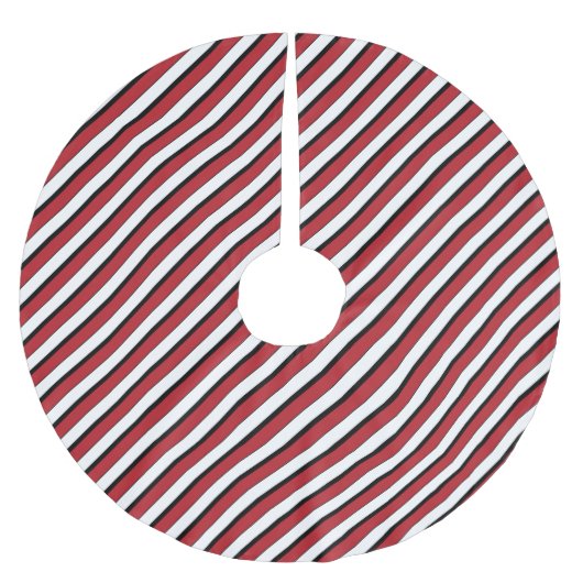Classic Red White Black Stripe Polyester Weihnachtsbaumdecke (Vorderseite)