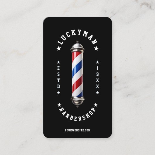 Classic Red White Blue Barber Pole Barbershop Visitenkarte (Vorderseite)