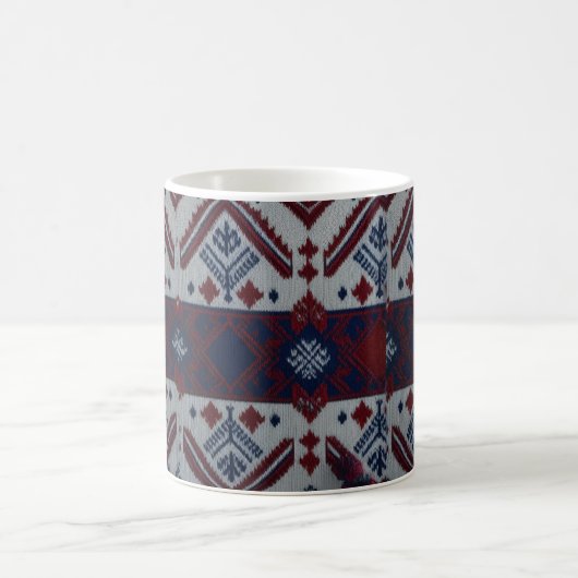 Classic Red White Blue Nordic Fair Isle Knit Kaffeetasse (Mittel)