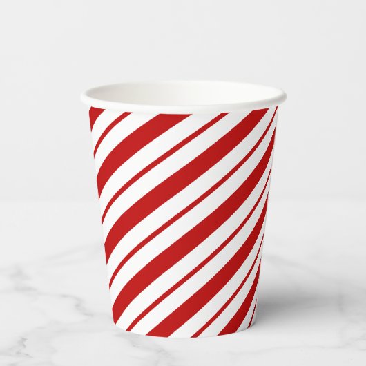 Classic Red & White Candy Cane Weihnachten Pappbecher (Rückseite)