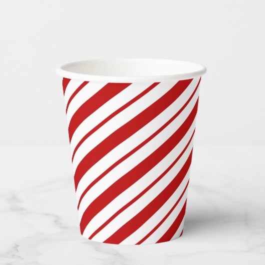 Classic Red & White Candy Cane Weihnachten Pappbecher (Vorderseite)