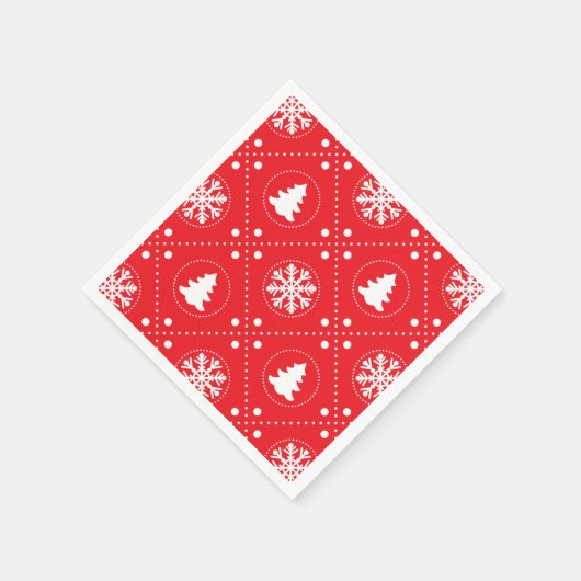 Classic Red White Christmas Pattern Serviette (Ecke)