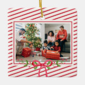 Classic Red White Festival Foto Keramikornament (Vorderseite)