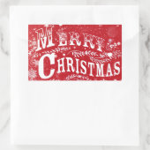 Classic Red White Frohe Weihnachten Rechteckiger Aufkleber (Tasche)