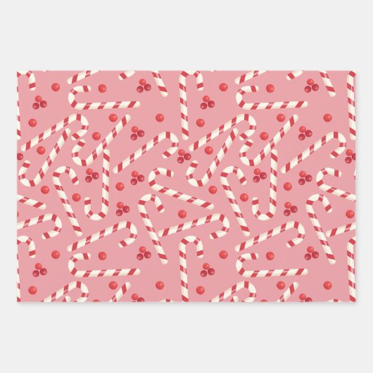 Classic Red White Frohe Weihnachts-Blume Ribbon Geschenkpapier Set (Vorderseite)