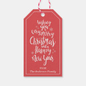 Classic Red White Frory Weihnachten Glück Neues Ja Geschenkanhänger (Rückseite)