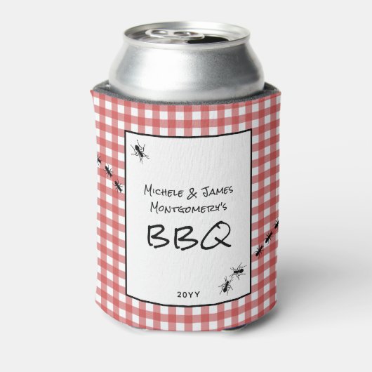 Classic Red White Gingham Ants GRILLEN Picnic Part Dosenkühler (Kanne Rückseite)