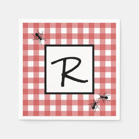 Classic Red White Gingham Ants GRILLEN Picnic Serviette (Vorderseite)