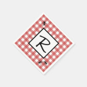 Classic Red White Gingham Ants GRILLEN Picnic Serviette (Ecke)