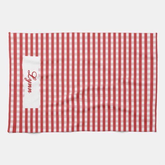 Classic Red & White Gingham | Personalized Name Geschirrtuch (Horizontal)