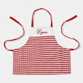 Classic Red & White Gingham | Personalized Name Schürze (Vorderseite)