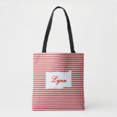 Classic Red & White Gingham | Personalized Name Tasche (Vorderseite)