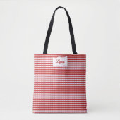 Classic Red & White Gingham | Personalized Name Tasche (Vorderseite)